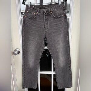 NWOT Levi's Premium 501 Women's Jeans W27 L28 Gray Black Denim Button Fly Pants